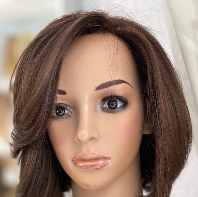 Custom Human Hair Hand Tied Form Fitted to Client.  Color Highlights to Spec.  Medical wig cranial prosthesis